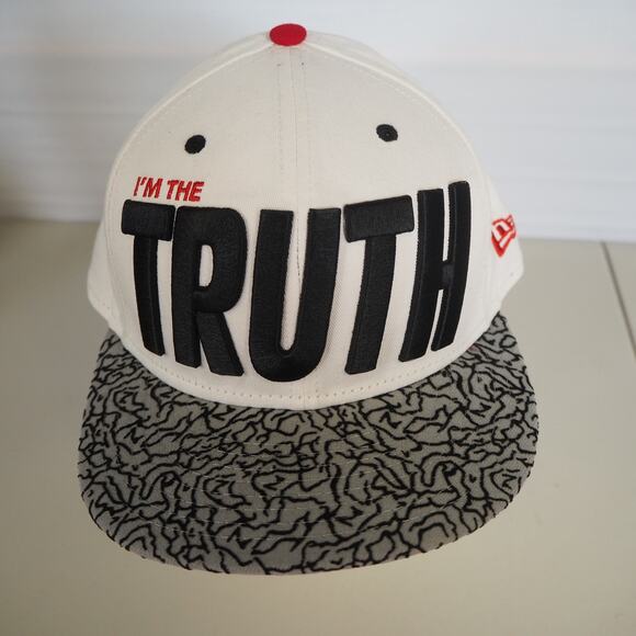 New Era 59Fifty "I'm The Truth" Fitted Hat Sz 7 1/2 Flat Brim Black White Red - Picture 1 of 8